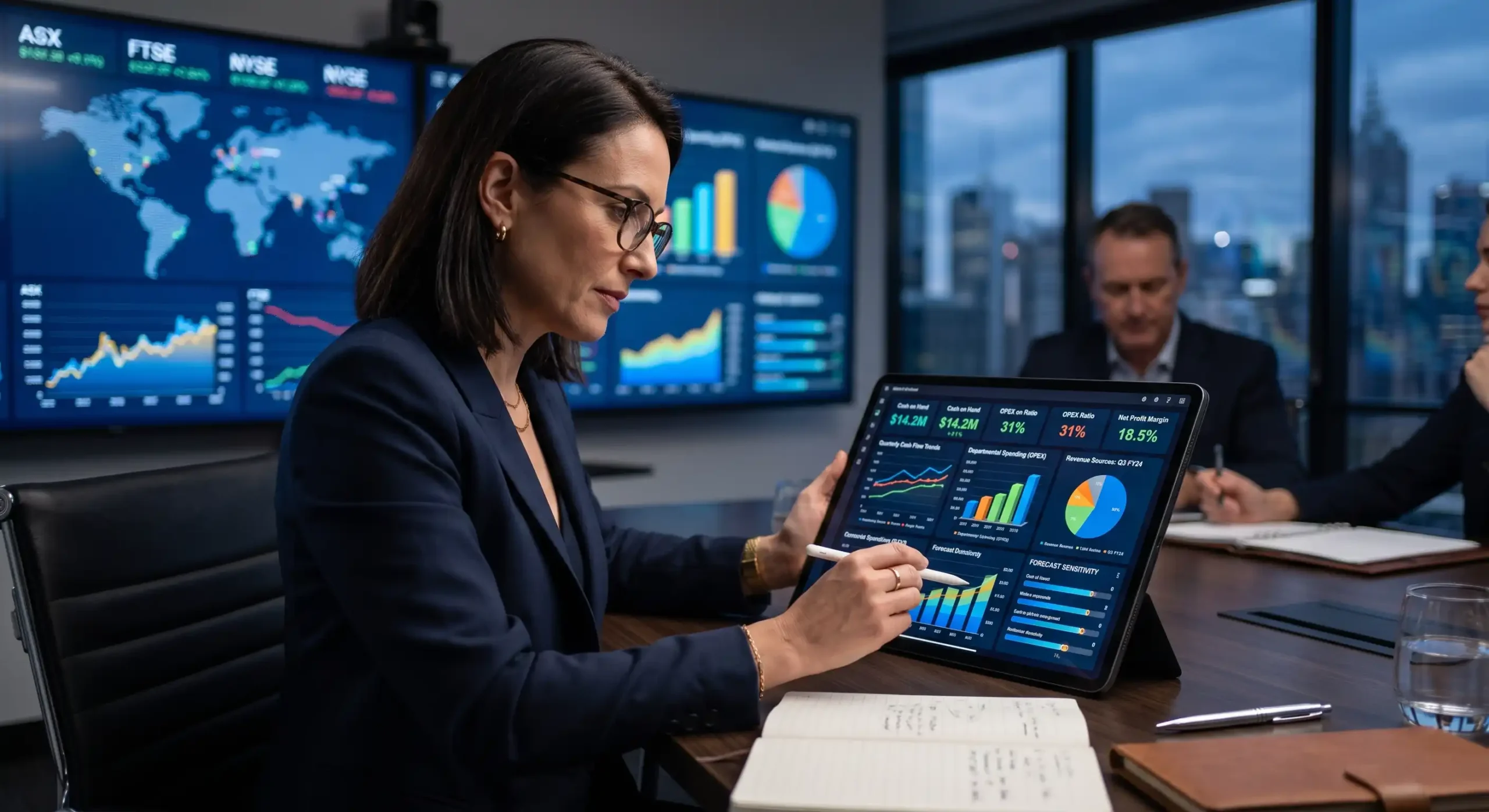 Three-way financial modeling and working capital optimization dashboard.