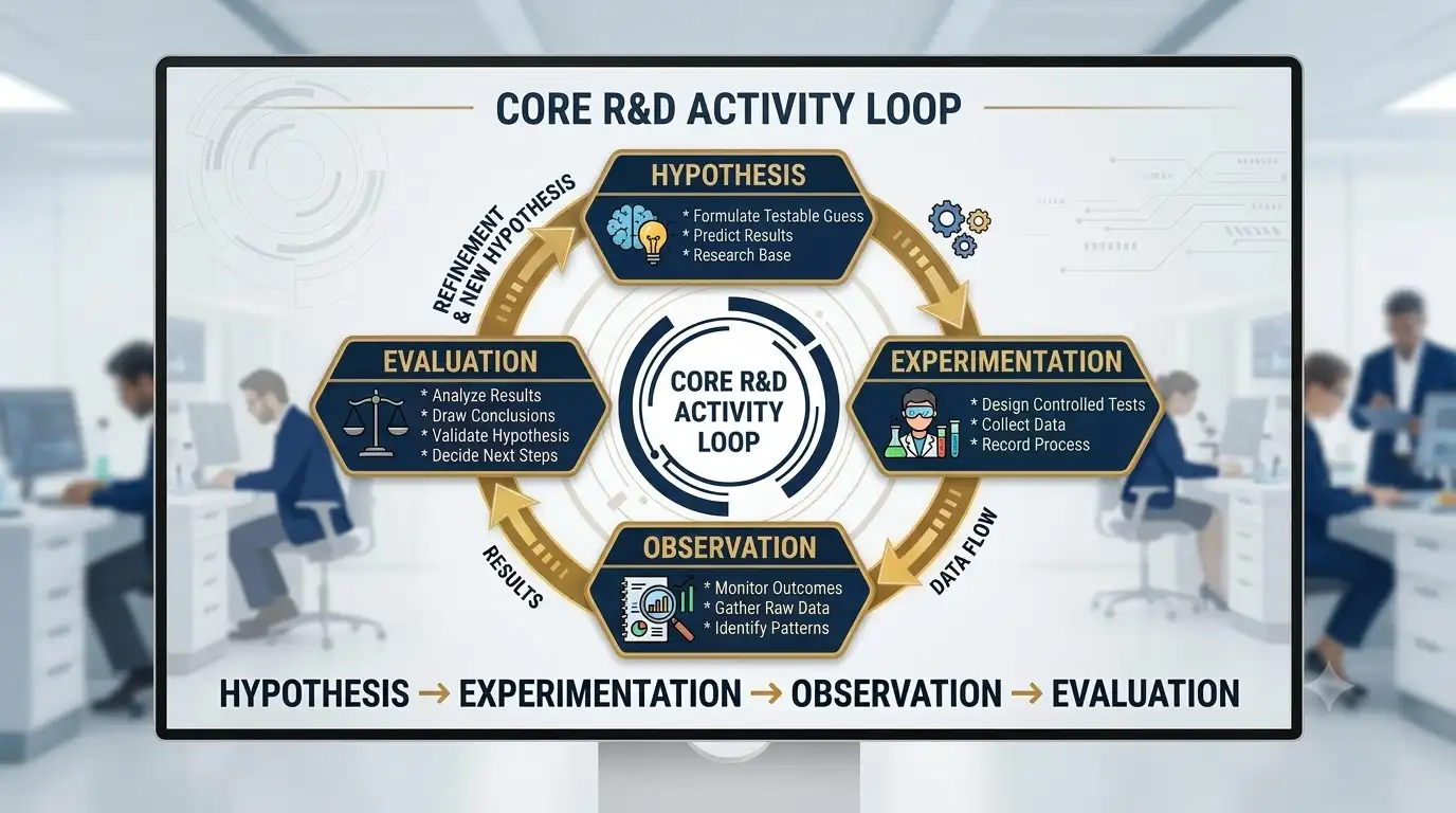 Diagram mapping Core R&D activities and technical uncertainty under Division 355